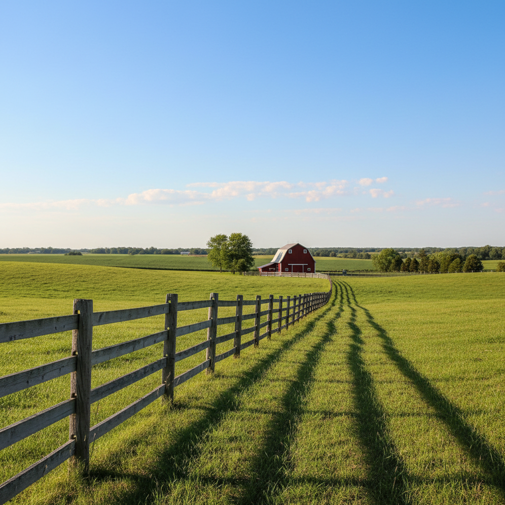 Agricultural post-and-rail farm fence